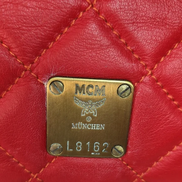MCM Red Quilted Shoulder Bag EUC - Picture 2 of 10